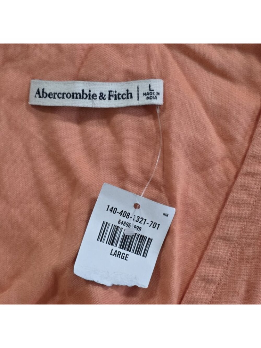 Abercrombie & Fitch Cropped Top Womens L Coral Tie Front Linen Blend Sleeveless - Picture 4 of 16